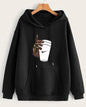 Men's Graphic Sublimation Hooded Neck Hoodie - 1 Pc Polyester in Black