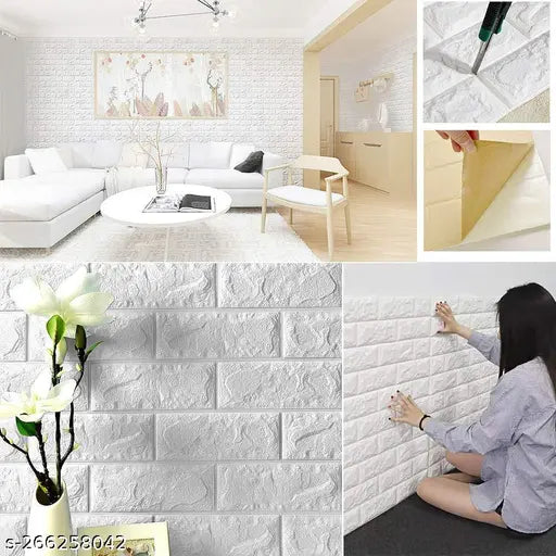 1 Piece 3D Brick Stone Wall Sticker Self-Adhesive Foam Wallpaper Panels Room Decal 77x70cm