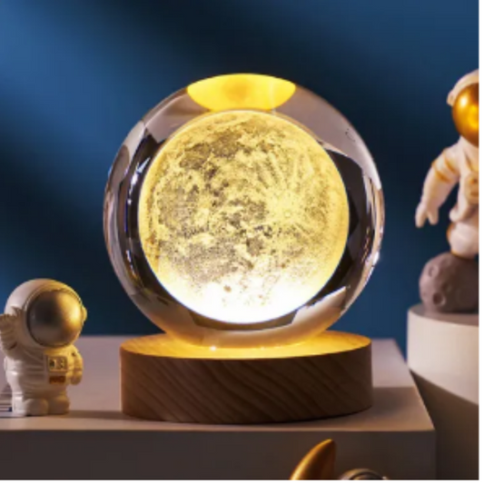 Gift Festival USB LED Night Light, Galaxy Crystal Ball Lamp, 3D Planet Moon Lamp, Home Decoration